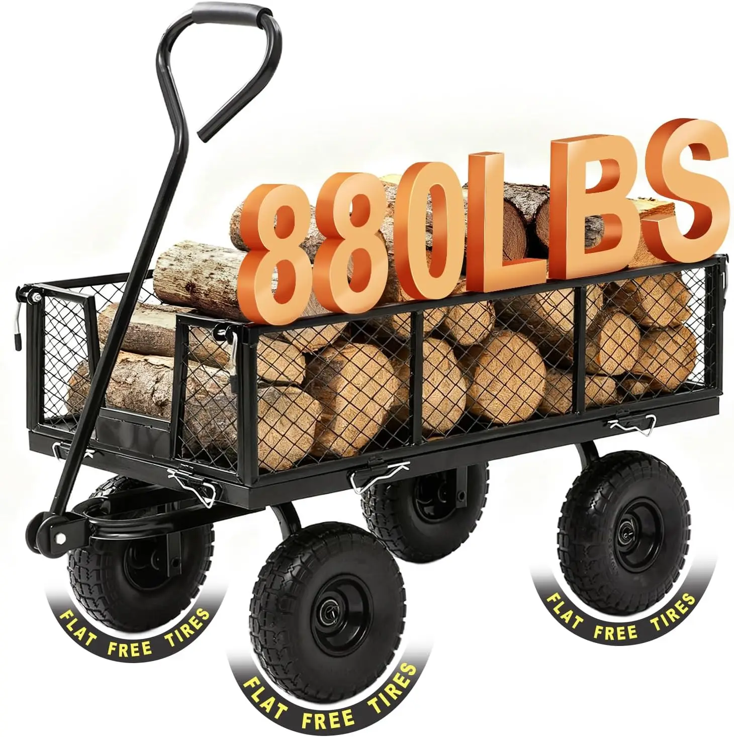 880 LBS Heavy Duty Steel Garden Wagon Cart with All-Terrains 3.50-4\