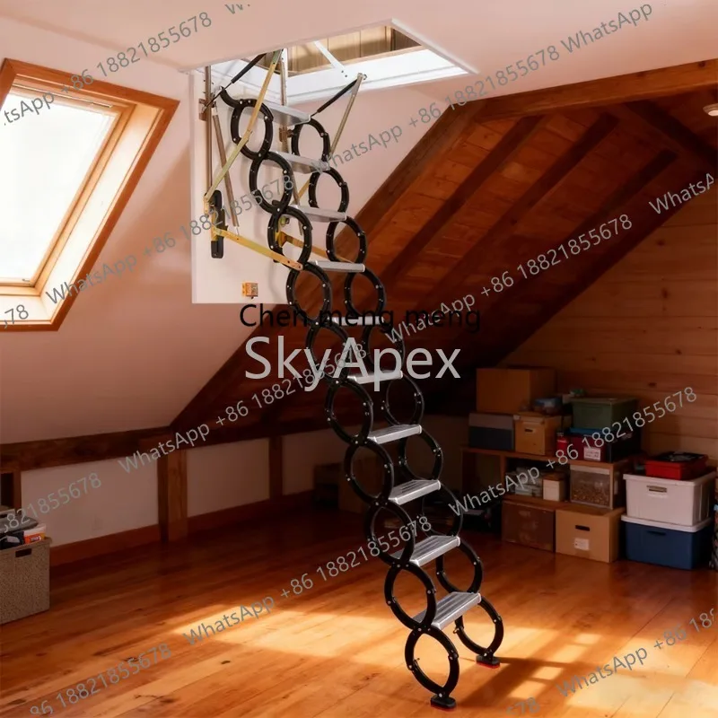 Electric Attic Ladder Telescopic Aluminum Alloy Automatic Retractable Loft Stair Heavy Duty Easy Install For Home  Garage  Attic