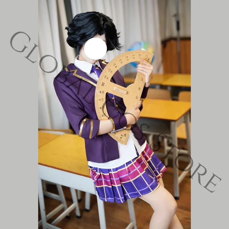 Game Identity Ⅴ Margaretha Zelle Cosplay Academy School Uniform Costume Purple Blazer Dress Shirt Wig Set for Halloween Roleplay view 6