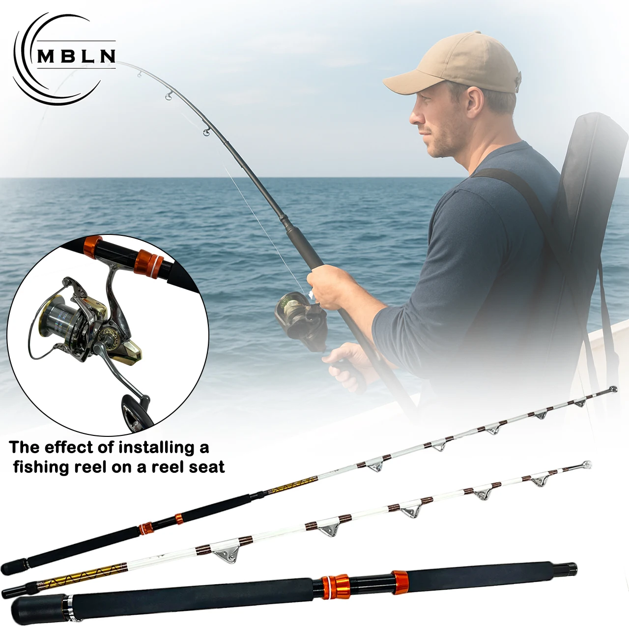 قضيب التصيد بطول 1.6 م/1.8 م، قارب صيد عالي التحمل، مقعد بكرة معدنية، أدلة دوارة مزدوجة، مسار معدني، لف خط معزز