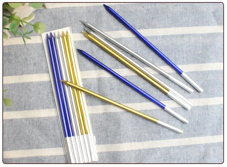 Slender Pencil Candle Gold Silver Blue Birthday