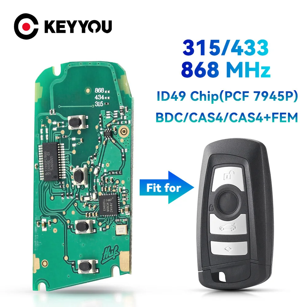 KEYYOU 5X 3/4 Button Car Key Circuit Board For BMW F 5 7 Series BDC/CAS4/CAS4+ FEM 315/433/868MHz YGOHUF5662 YGOHUF5767