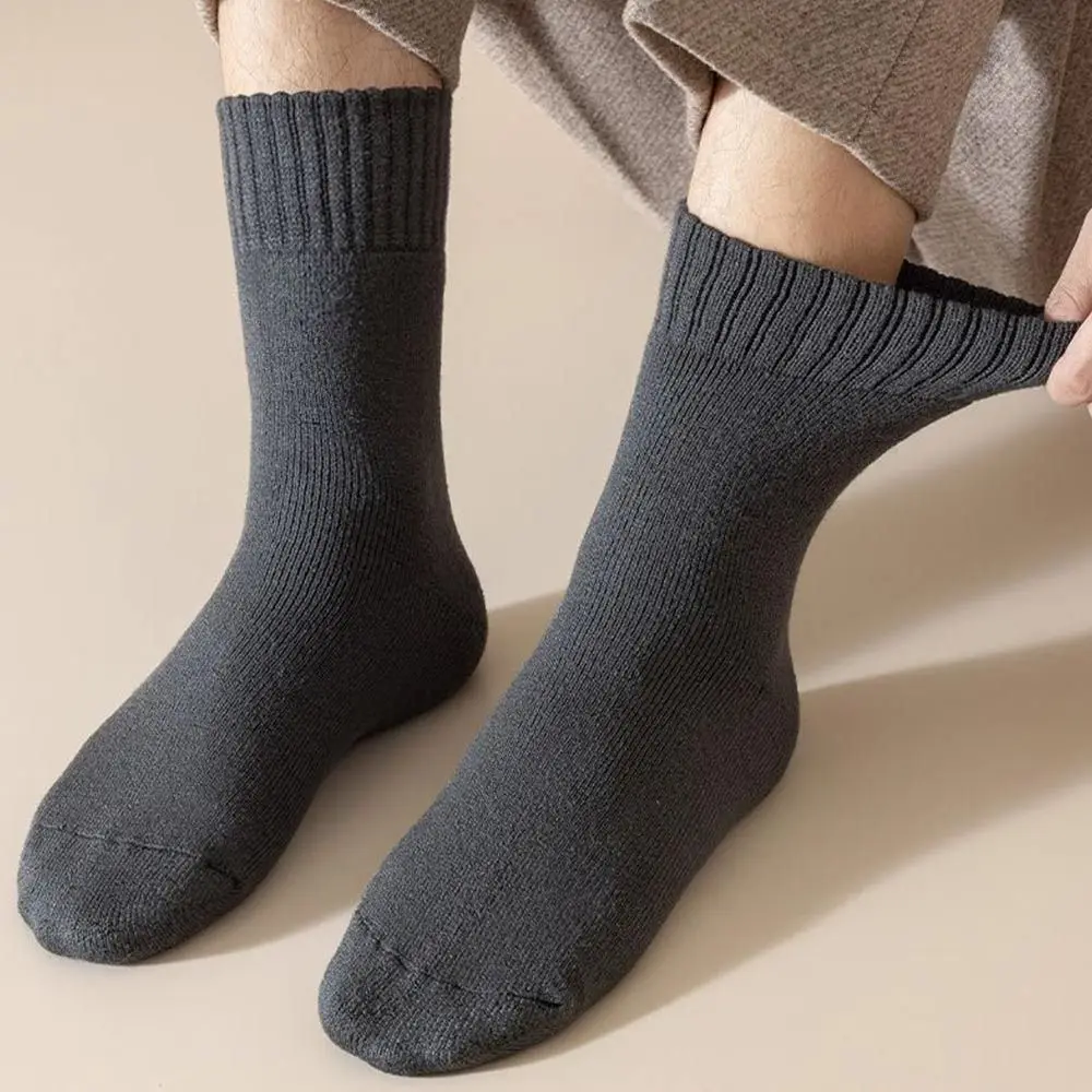 Polyester Cotton Winter Warmer Thicken Sock Thermal Wool Seamless Cashmere Snow Socks Medium Tube Sock Keep Warm Tool For Man