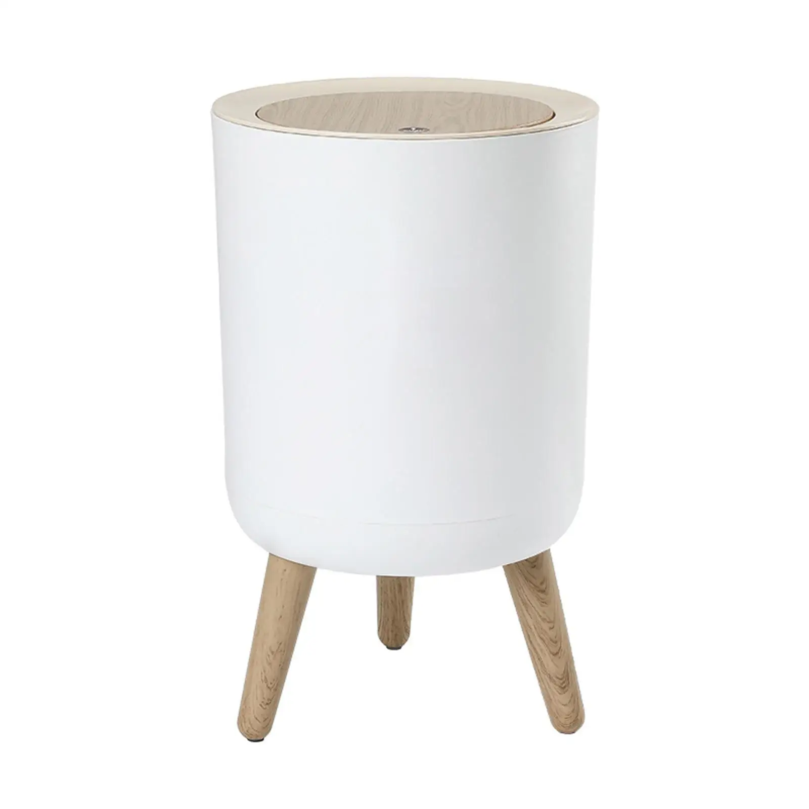 Push Type Trash Can with Lid Imitation Wood Grain Large Capacity Trash Bin Nordic for Bathroom Living Room Office Bedroom