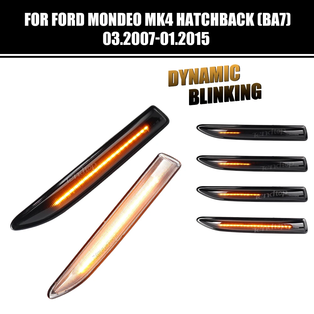 Amber LED Dynamic Turn Signal Side Marker Light For Ford Mondeo 4 Mk4 BA7 03.2007-01.2015 Sequential Blinker Lamps