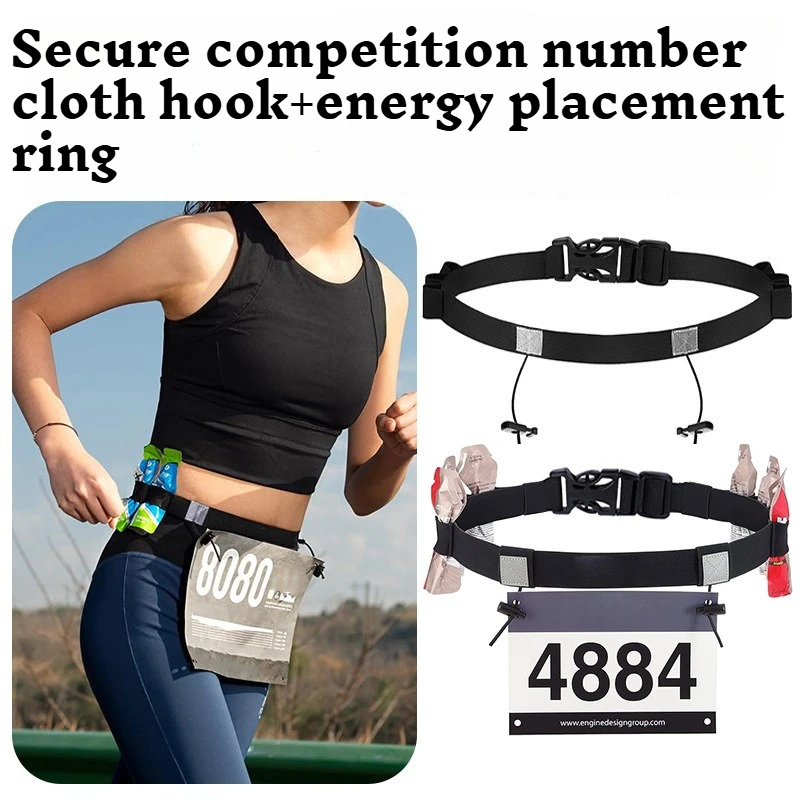 Cinto de Corrida para Atividades ao Ar Livre, Cinto de Número para Maratona, Acessórios de Fitness, Cinto Esportivo Ajustável e Elástico