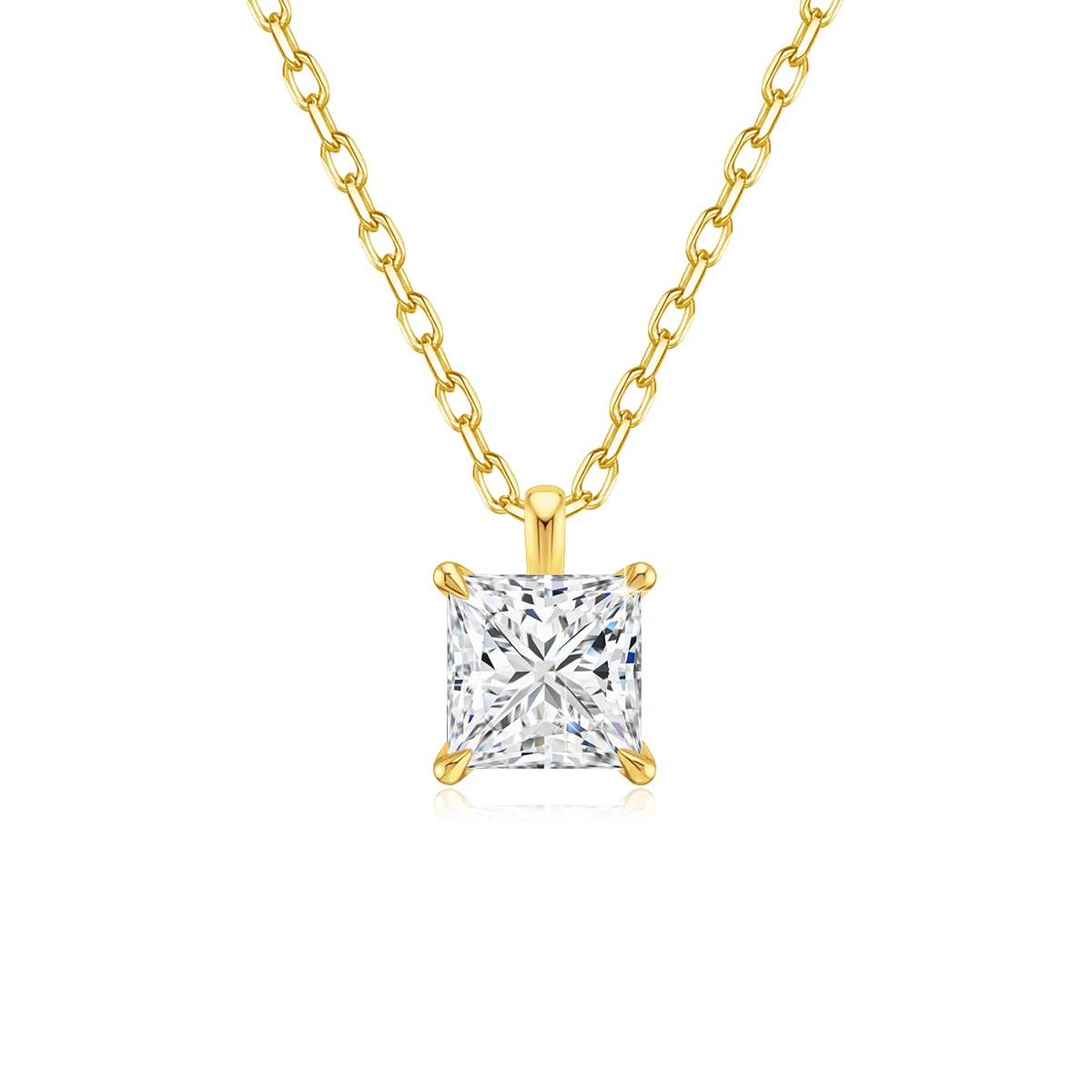 

Szjinao 2ct Princess Cut Moissanite Necklace 14k Gold Wedding Jewelry For Women With Certificate Luxury Brands Engagement Gift