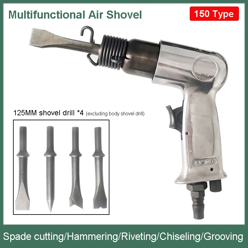 

150mm Industrial Air Hammer Powerful Handle Straight Type Air Chisel Pneumatic Hammer Shovel Tool Multifunctional Air Shovel