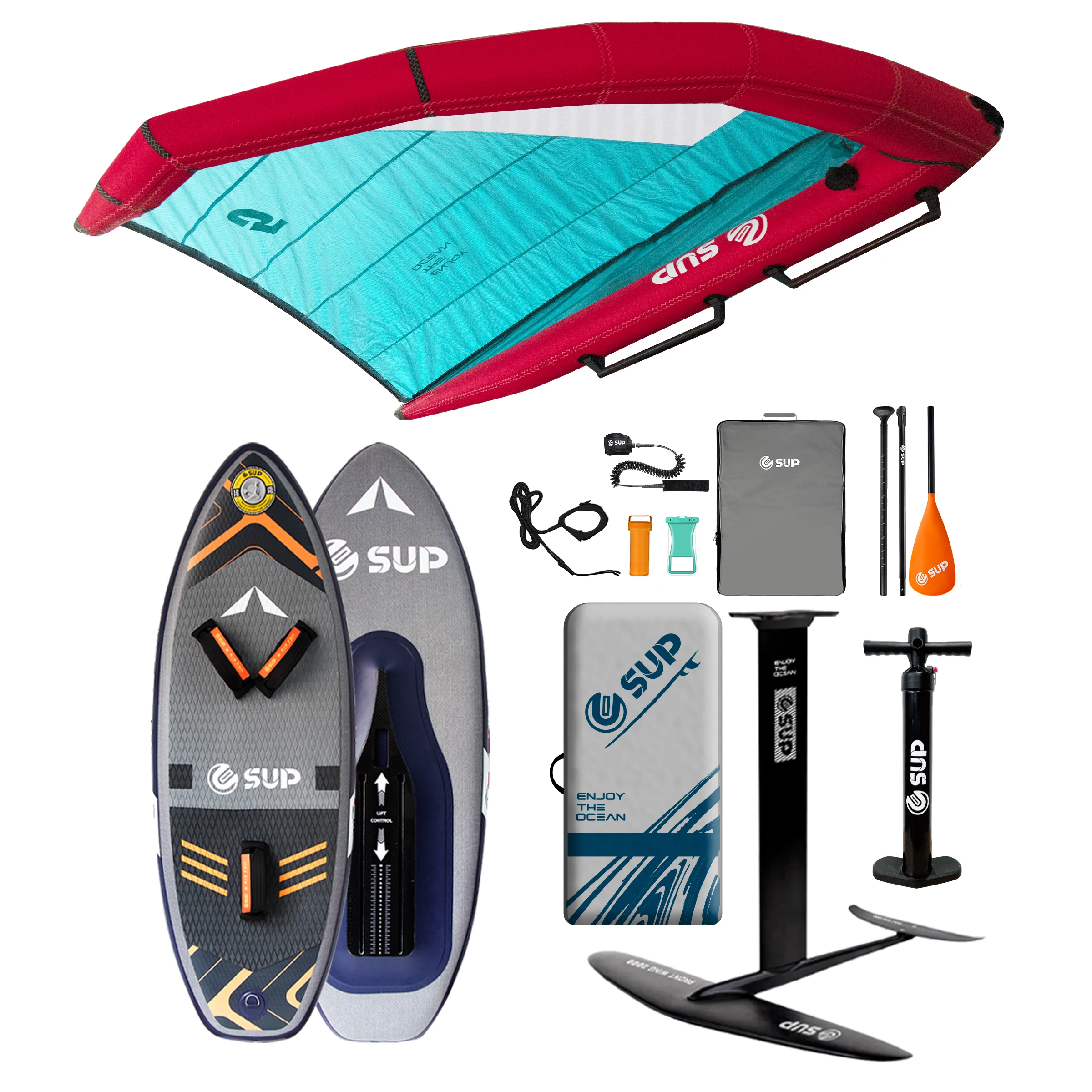 Inflatable Wing Foil SUP Board-Drop Stitch PVC/EVA Material 6'5x29'5 Size 2-Year Warranty Waterplay Surfing