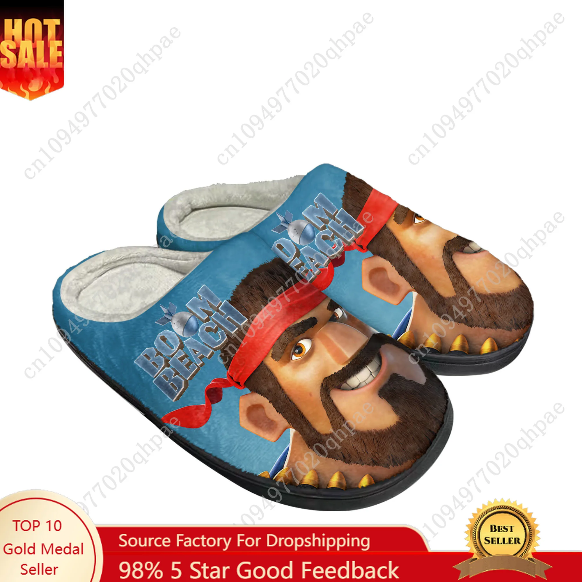 

Boom Beach Cotton Slippers High Quality Mens Womens Youth Boy Girl Plush Bedroom Keep Warm Shoes Customized Thermal Slipper