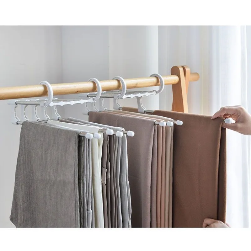 Magic Trouser Rack Stainless Steel Folding Hooks Bedroom Wardrobe Storage Closet Storage Space Saver Trouser Skirt Hooks image 2