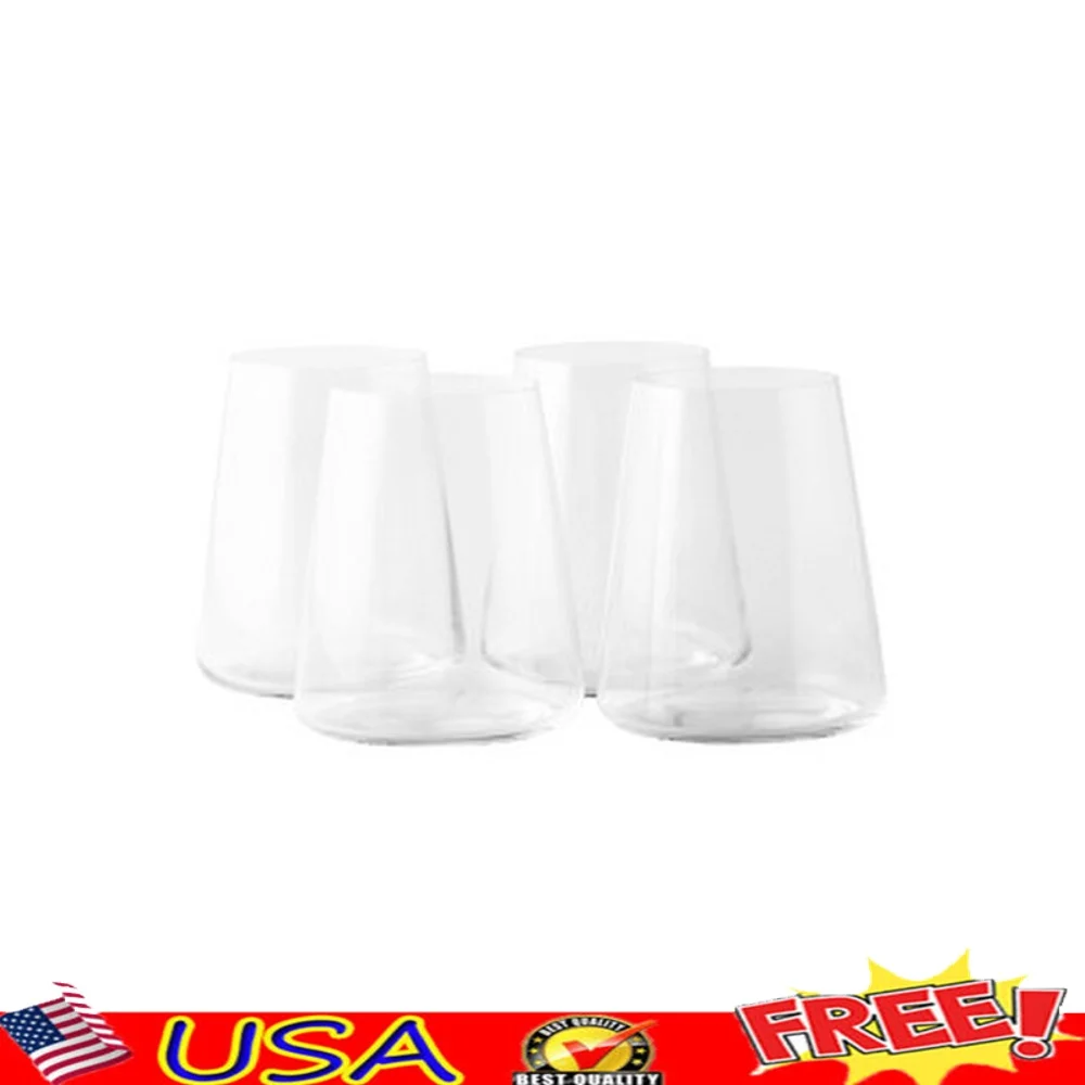 

Crystal Power Stemless Red Wine Glasses 4 Pack 100 Lead Free Dishwasher Safe Elegant Design Max Flavor Aroma Made in Germany