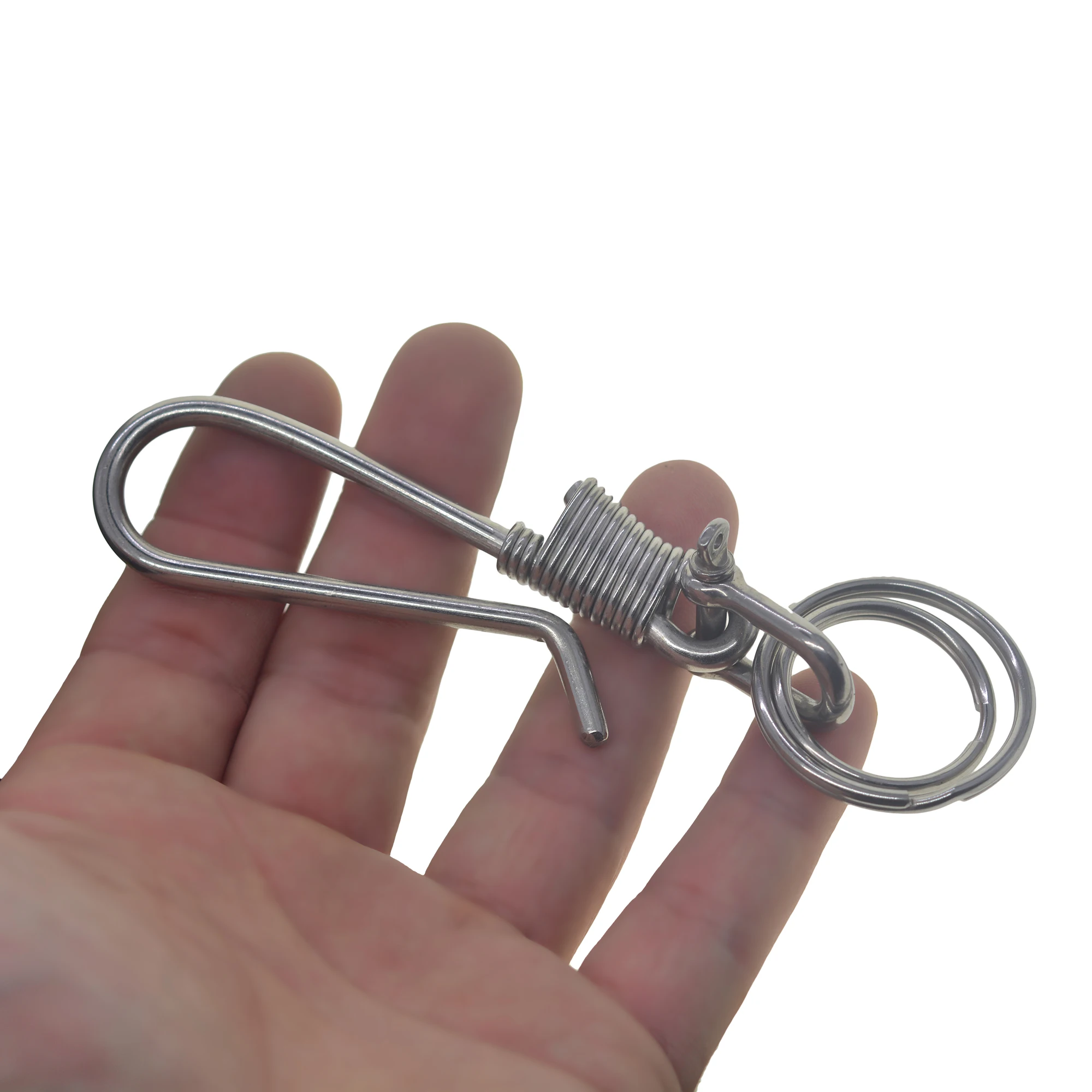 Industrial punk motor bike wire wrapped 304 stainless steel Japanese  U hook belt clip keychain shackle keyring FOB EDC