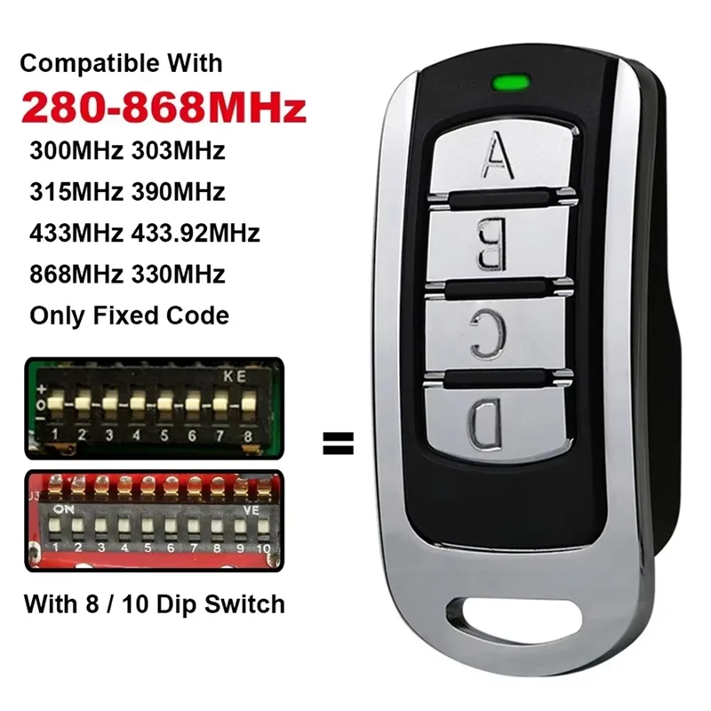 Easy To Use Multi Frequency Garage Remote 4 In 1 287-868Mhz Clone 434.42Mhz 868.35Mhz 433.92Mhz Gate Control Command Transmitter