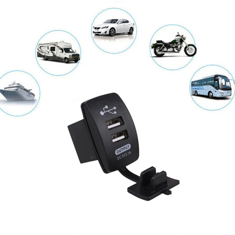 5V 3.1A Universal Car Charger Waterproof Dual USB Ports Auto Adapter Dustproof Phone Charger For Iphone Xiaomi Redmi Samsung