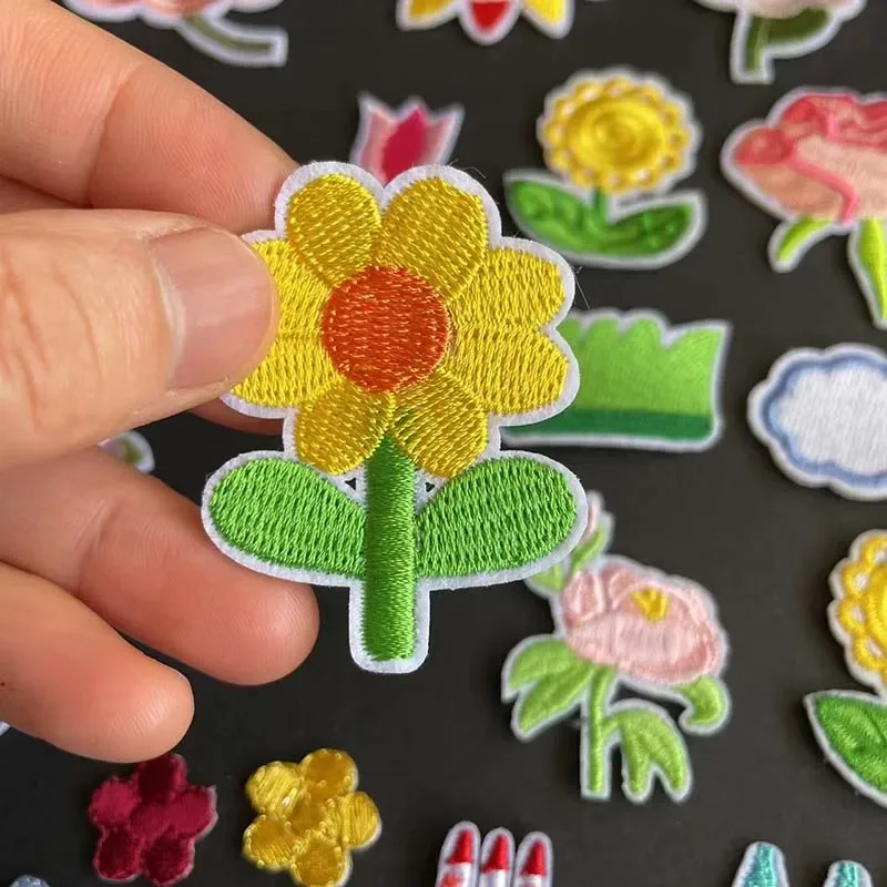 Parches bordados infantiles para planchar – Girasol y rosa - imagen 3