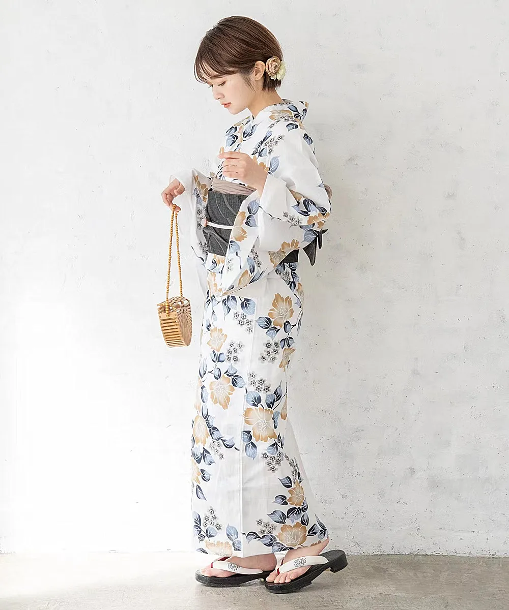 

Women's Traditional Japanese Kimono Yukata Cotton Retro Formal Wear for Travel Cosplay Shooting
