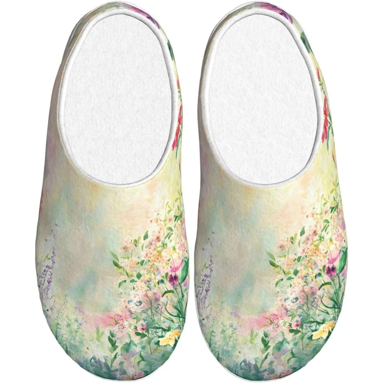 

Watercolor Flower Women’s Cozy Slippers Soft Cotton Indoor & Outdoor House Slippers With Anti-Slip Sole