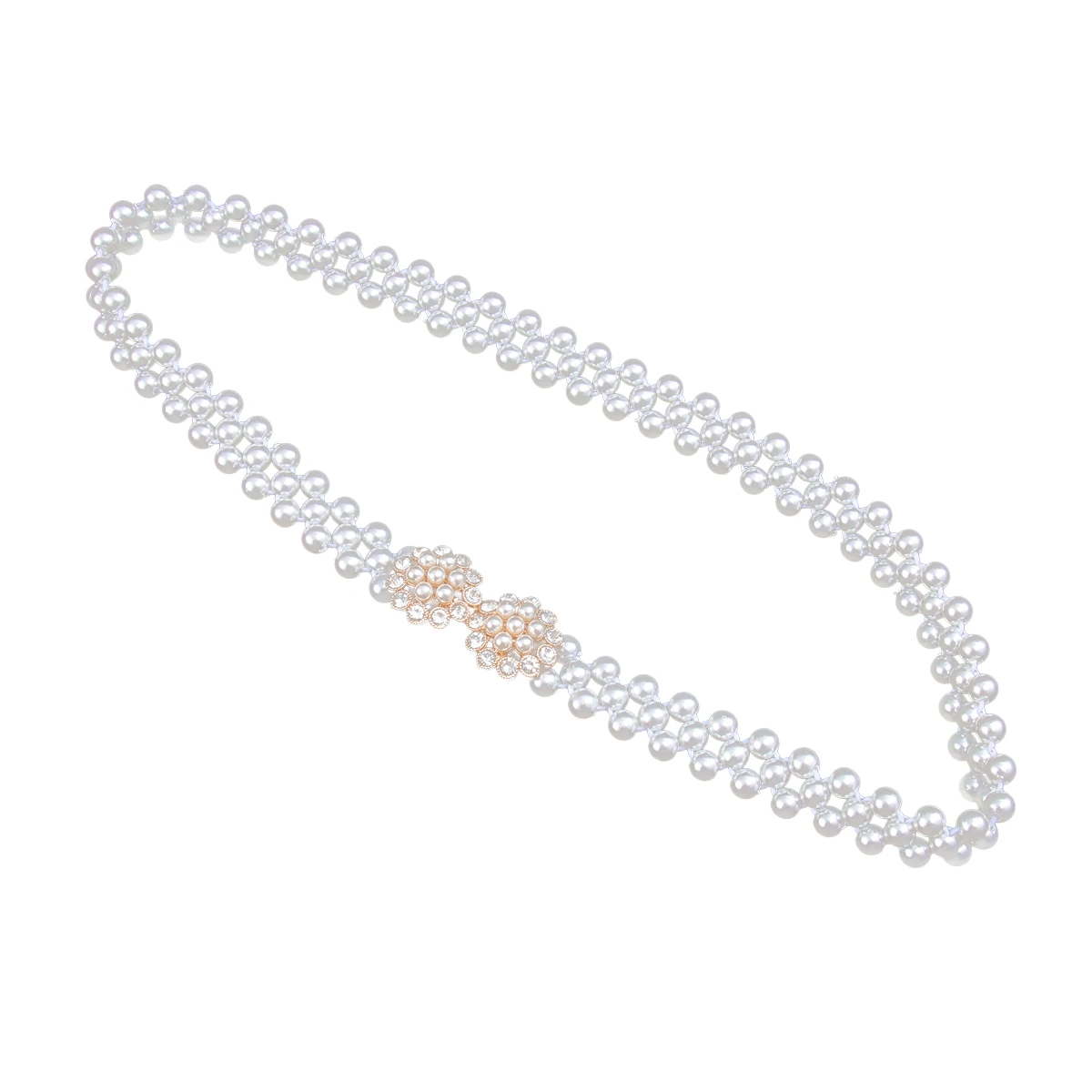 

Rhinestone Pearl Waist Chain Fashion Waistband with Pearls Rhinestones Elastic Belt Premium Material Dress Style