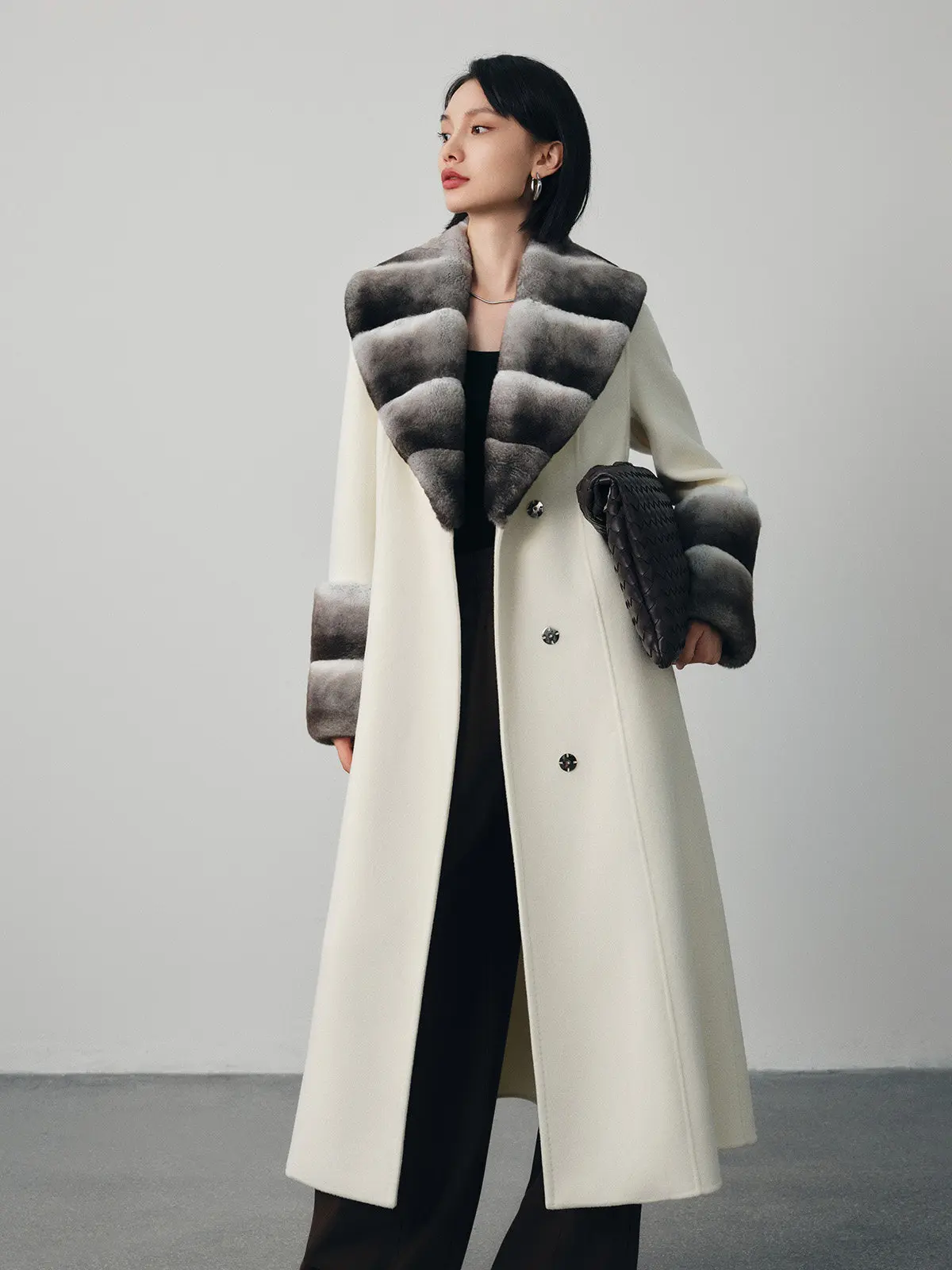 الأخضر الأرجواني الأزرق توتورو الفراء طوق الراقية عكسها معطف من قماش الكشمير سليم صالح طويل عالية الجودة معطف الصوف للنساء