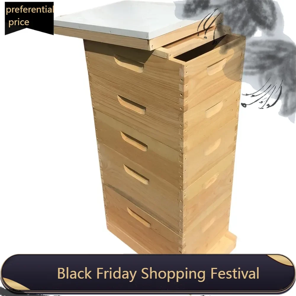 8 Frame Bee Hive 2 Deep & 3 Medium Beekeeping Beehive Body Only (Un-Assembled) Langstroth (Soild Bottom)