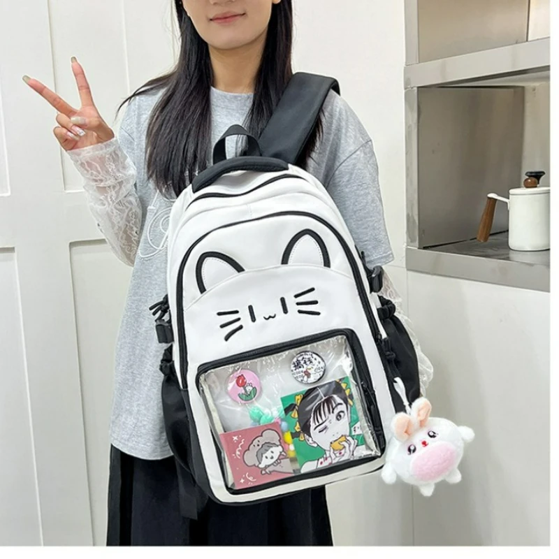 

Cartoon Kitten Fashion Backpack Academy Cute Ita Bag Graffiti Large Capacity Backpack