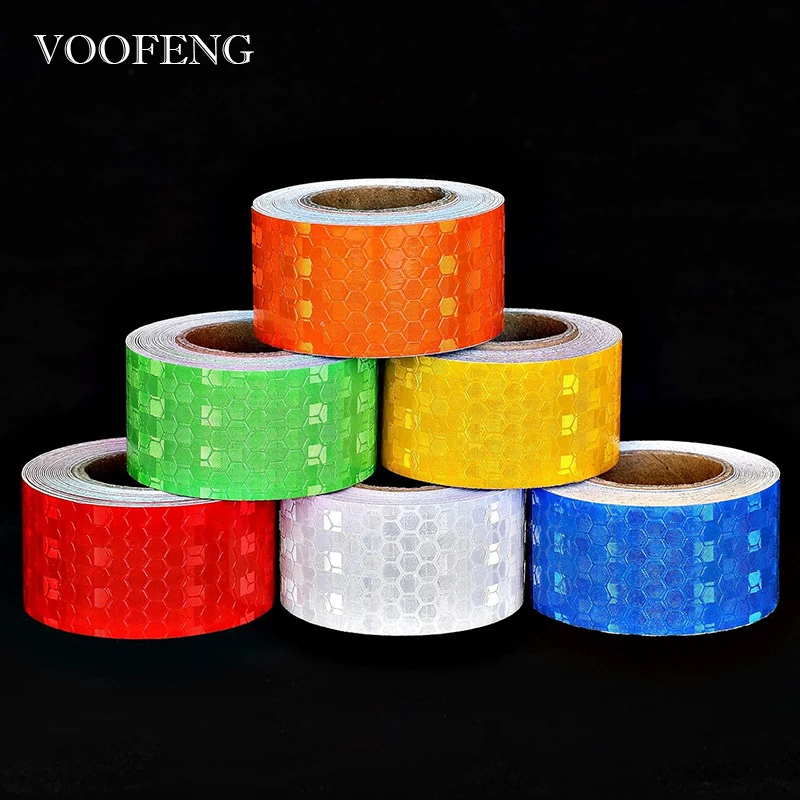 VOOFENG 5cm*5m High Visibility Reflective Stickers Solid Safety Mark Warning Tape For Car Decals RS-6490