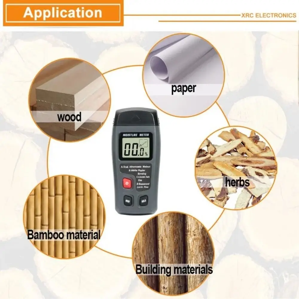 

4 Measurement Modes Wood Moisture Tester 0-99.9% Accurate Wall Moisture Detector Digital Two Pins Timber Damp Hygrometer Walls