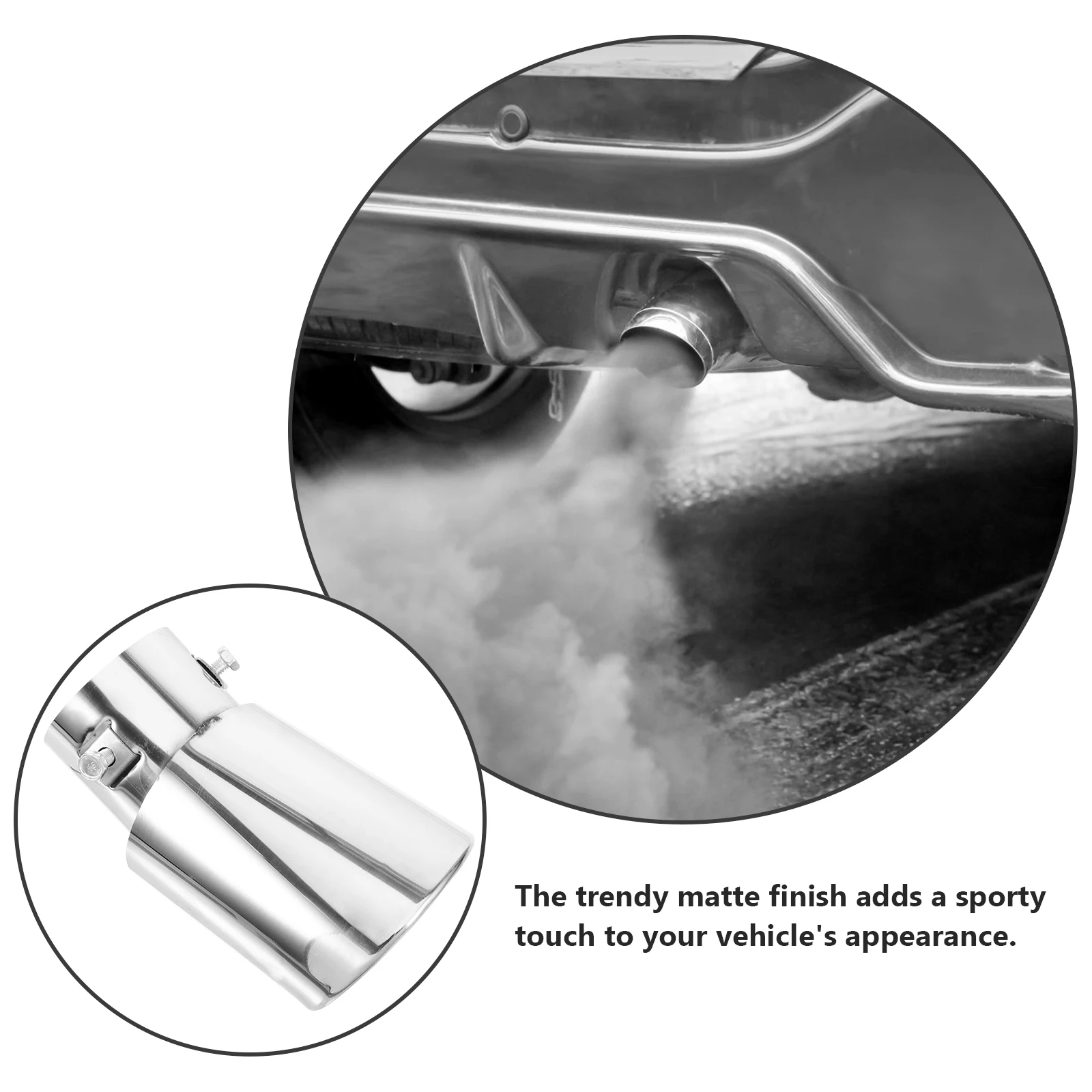 

Stainless Steel Exhaust Muffler Car Upgrade Durable Noise Reduction Automotive Exhaust System Curved Tail Fitting Vehicle Tip