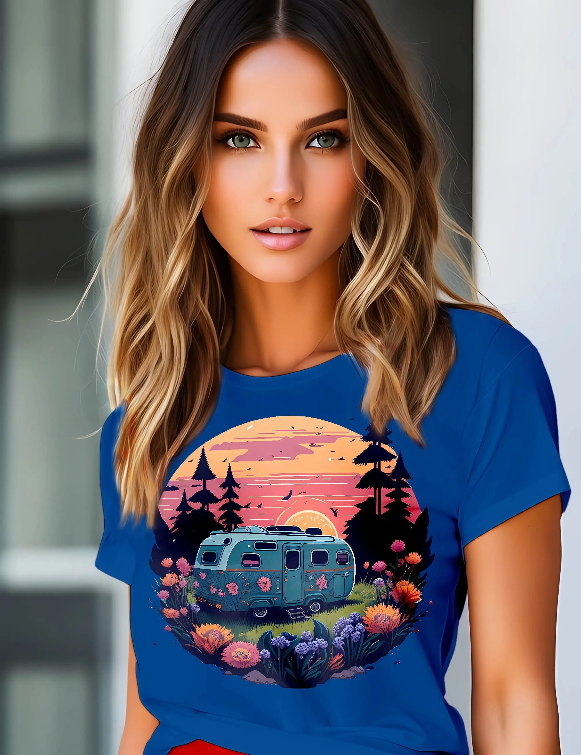 T Shirt Camping Urlaub Ferien Sommer Wohnmobil Wohnwagen Zelt Festival Natur Reisen Trekking Wandern Roadtrip Hiking