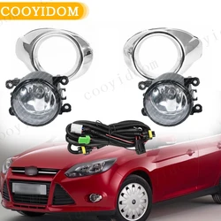 Halogen Fog Lights For Ford Focus 3 2012 2013 2014 Fog Lamp Frames Chrome Fog Light Cover Grill Headlight Foglight wire Harness