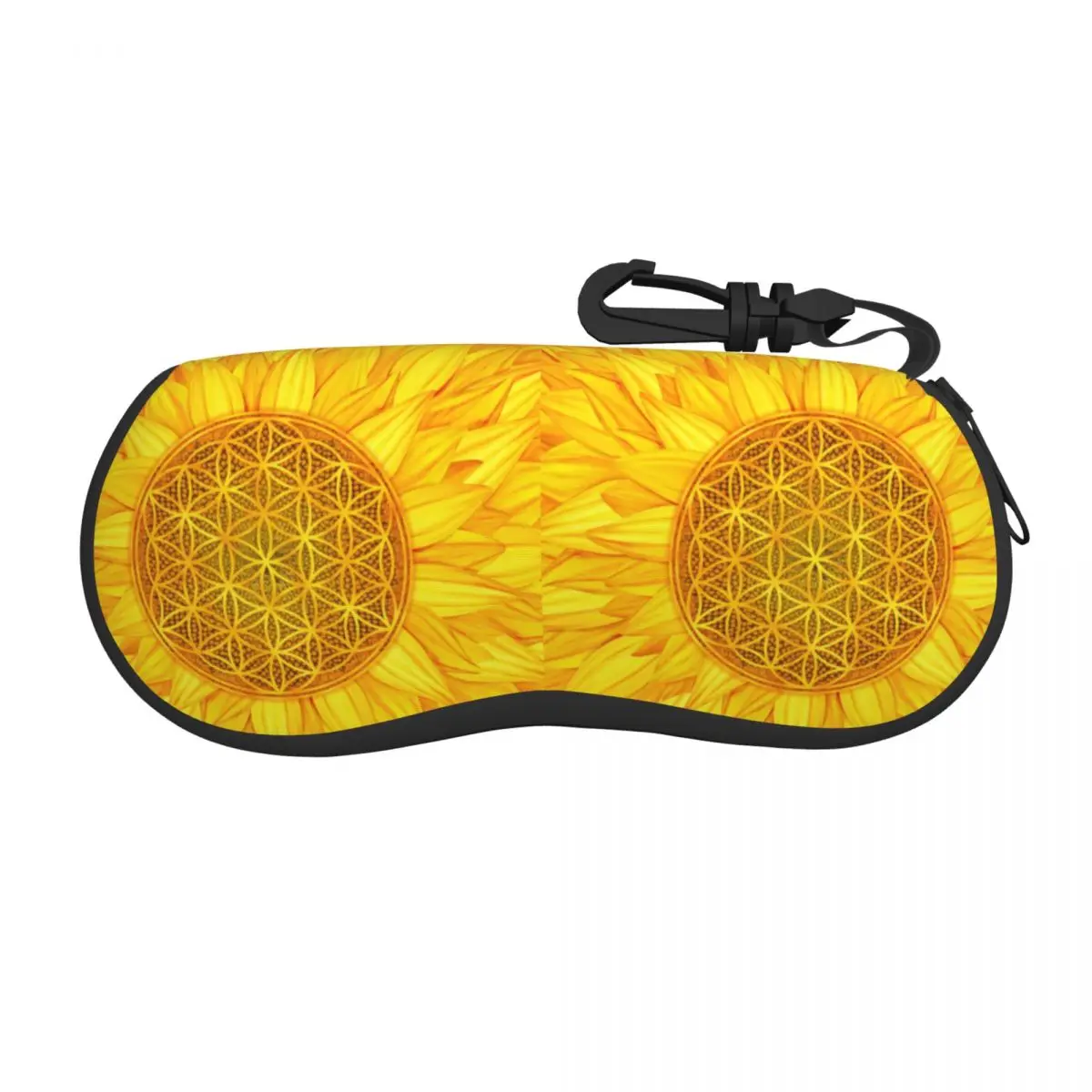 Custom Flower Of Life Sunflower Shell Glasses Case Mandala Floral Sacred Geometry Eyeglasses Case Sunglasses Protector Box