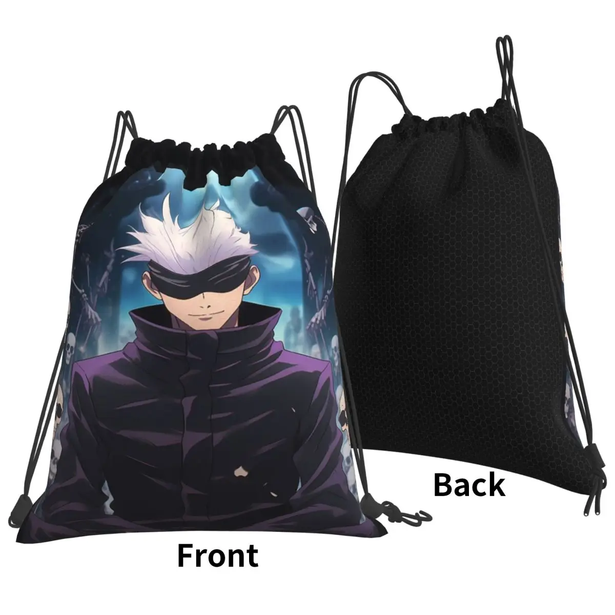 Jujutsu Kaisen Satoru Gojo Backpacks Fashion Drawstring Bundle Pocket Sports Bag Book Bags for Travel Students