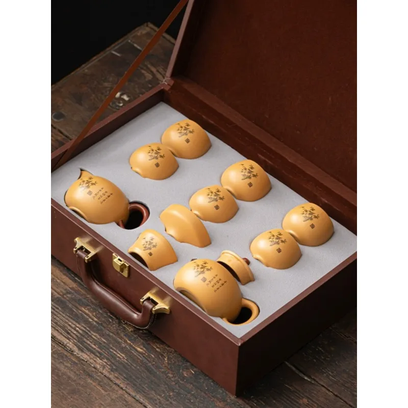 Purple sand Duan Ni Kung Fu tea set, home parlor gift tea tray set
