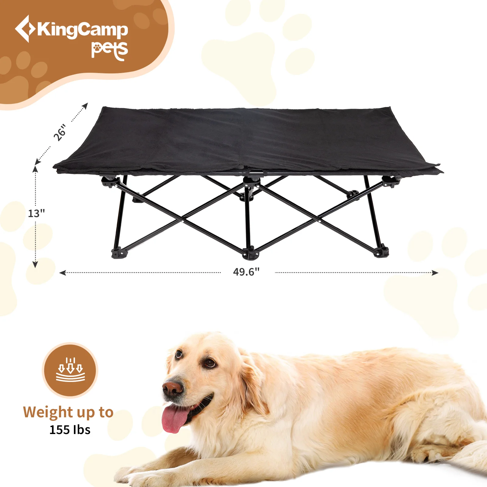 KingCamp Large Pet Bed With Cotton Pad Cool And Breathable Surface, Paw-Friendly, Easy To Clean, Quick Foldable