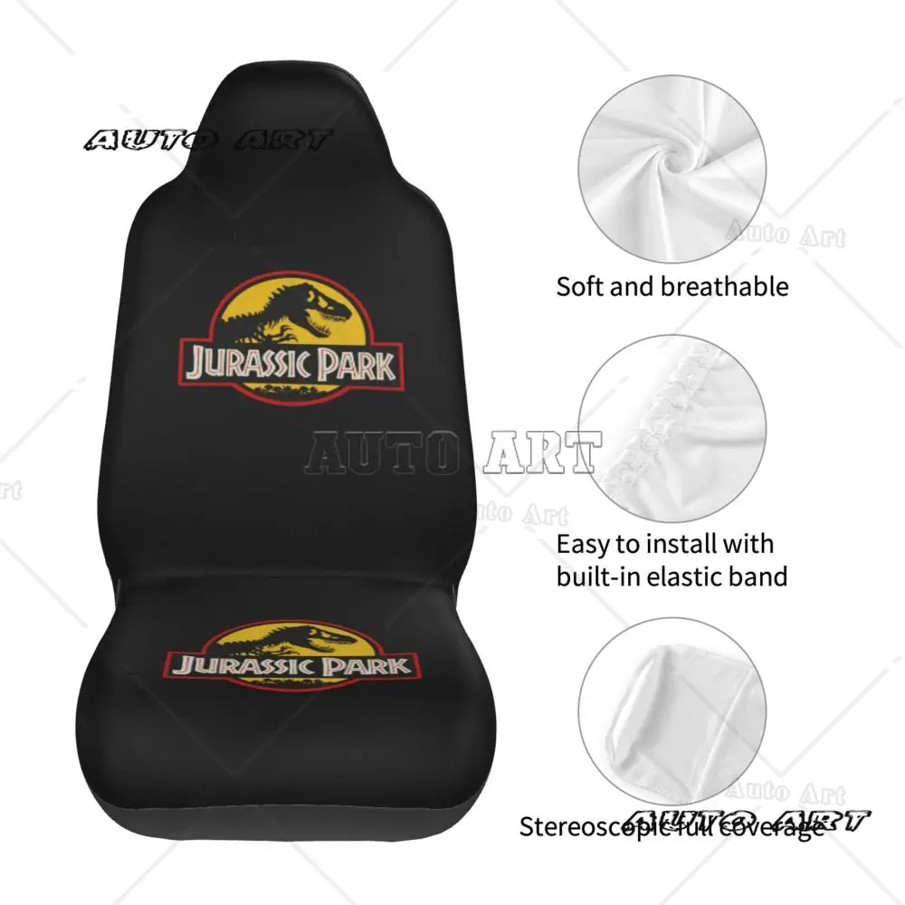 Jurassic Park Car Seat Cover 2PCS Front Car Seat Cover Seat Anti Fouling Protective Cover  Cute Car Accessories