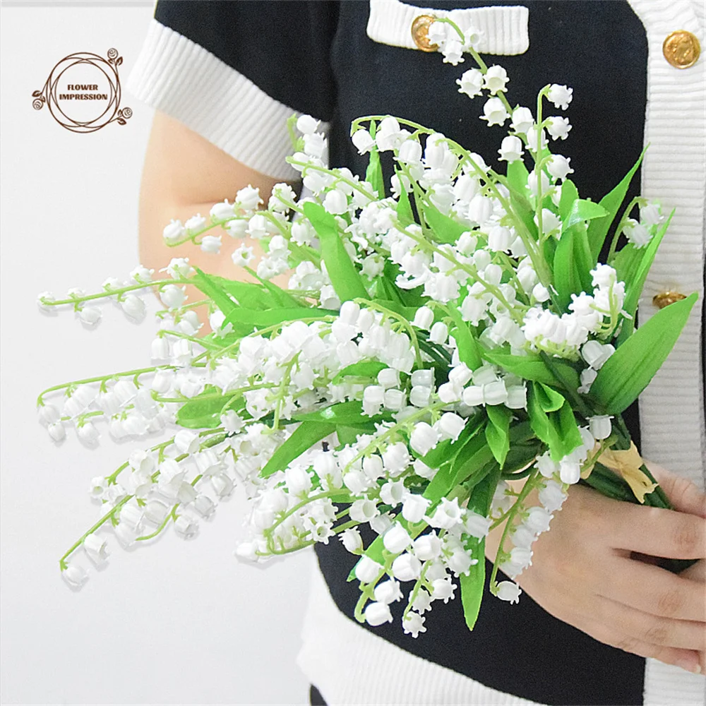 

10pcs Artificial Lily Of The Valley Flower DIY Faux White Bell Flowers Wind Chime Orchid BOHO Garden Wedding Bouquet Home Decor