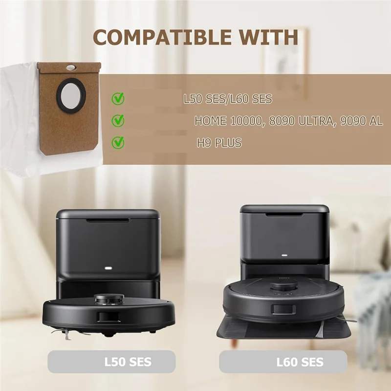 A94E-9 Pack 2.5L Large Vacuum Dust Bags Replacement For Eufy L50 SES/ L60 SES For Conga Home 10000/8090 Ultra/ 9090 AI