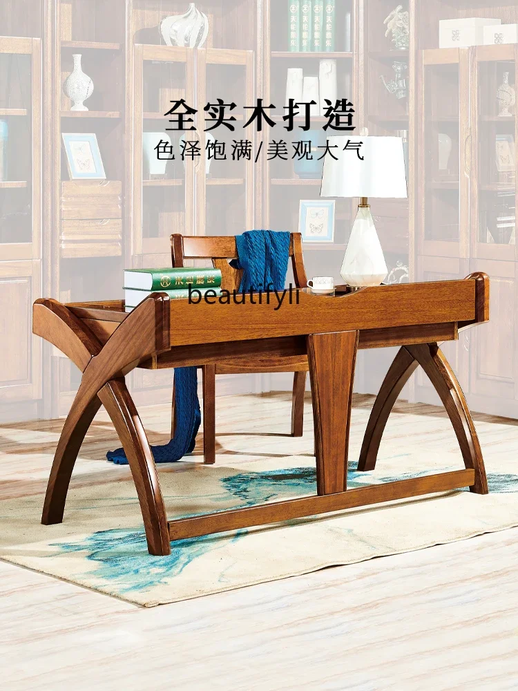 All solid wood desk household walnut Chinese study desktop writing desk office calligraphy table