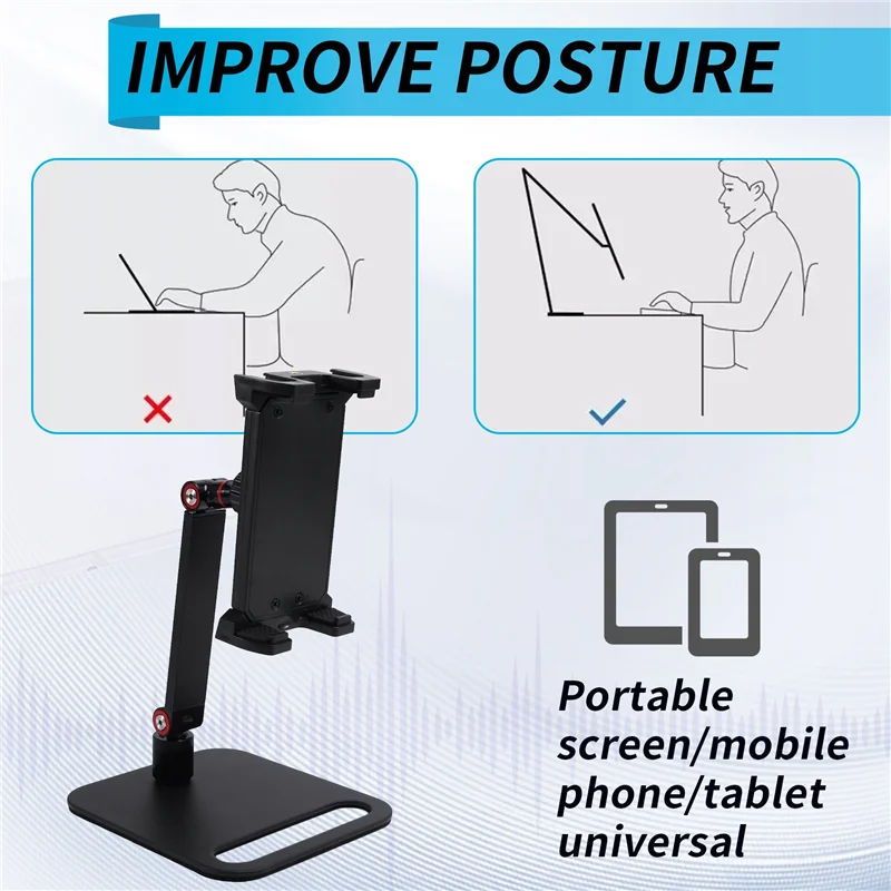 

OFSS-Adjustable Portable Monitor Stand 360° Swivel Bracket Tablet Holder Compatible With Tablet Desktop Clamp Stand B
