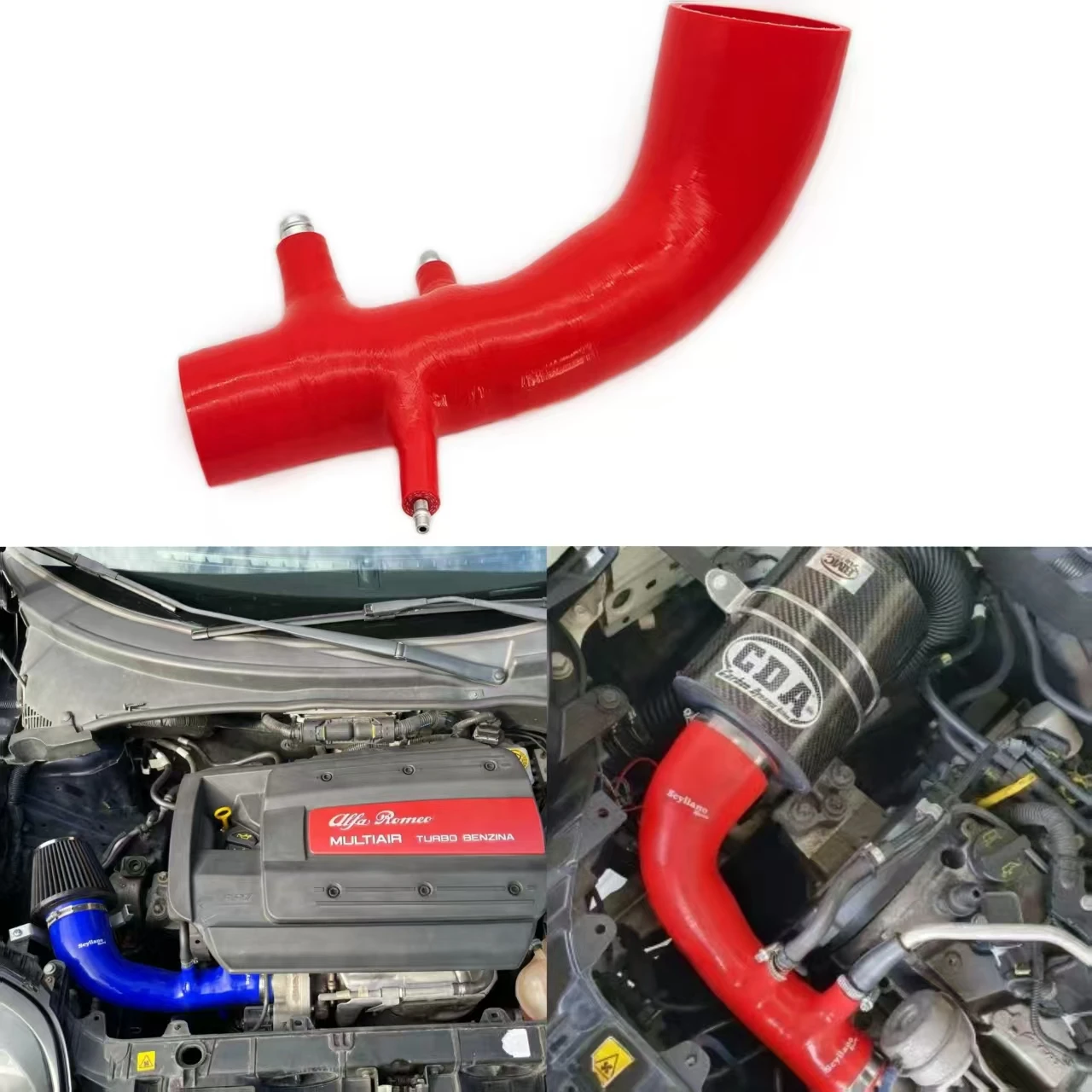 Mangueira de Admissão de Ar em Silicone para Fiat Abarth Grande Punto EVO Alfa Romeo MiTo QV Kit de Tubo de Admissão de Ar Vermelho Azul