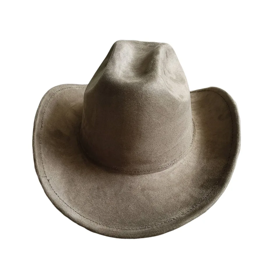 Klassiek Suède 7,5 cm Western Cowboy Dames Fedora Hoed Heren Kerk Jazz Hoed Mode Reizen Feesthoed Denim Hoed 2025