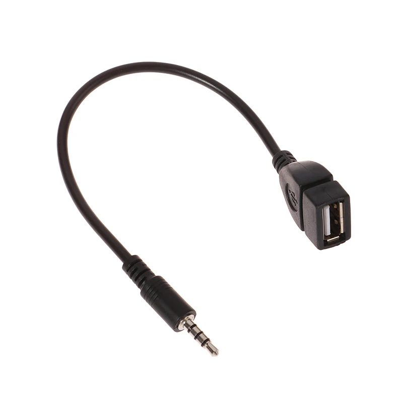 3.5mm czarny kabel Audio Car AUX do USB Audio elektronika samochodowa kabla do odtwarzania muzyki samochodowy sprzęt Audio kabel USB konwerter