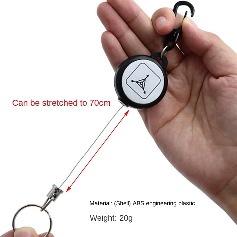 High Resilience Telescopic Steel Wire Rope Key Ring Anti Loss Anti-theft Telescopic Key Chain Easy Pull Buckle Hunting Outdoor