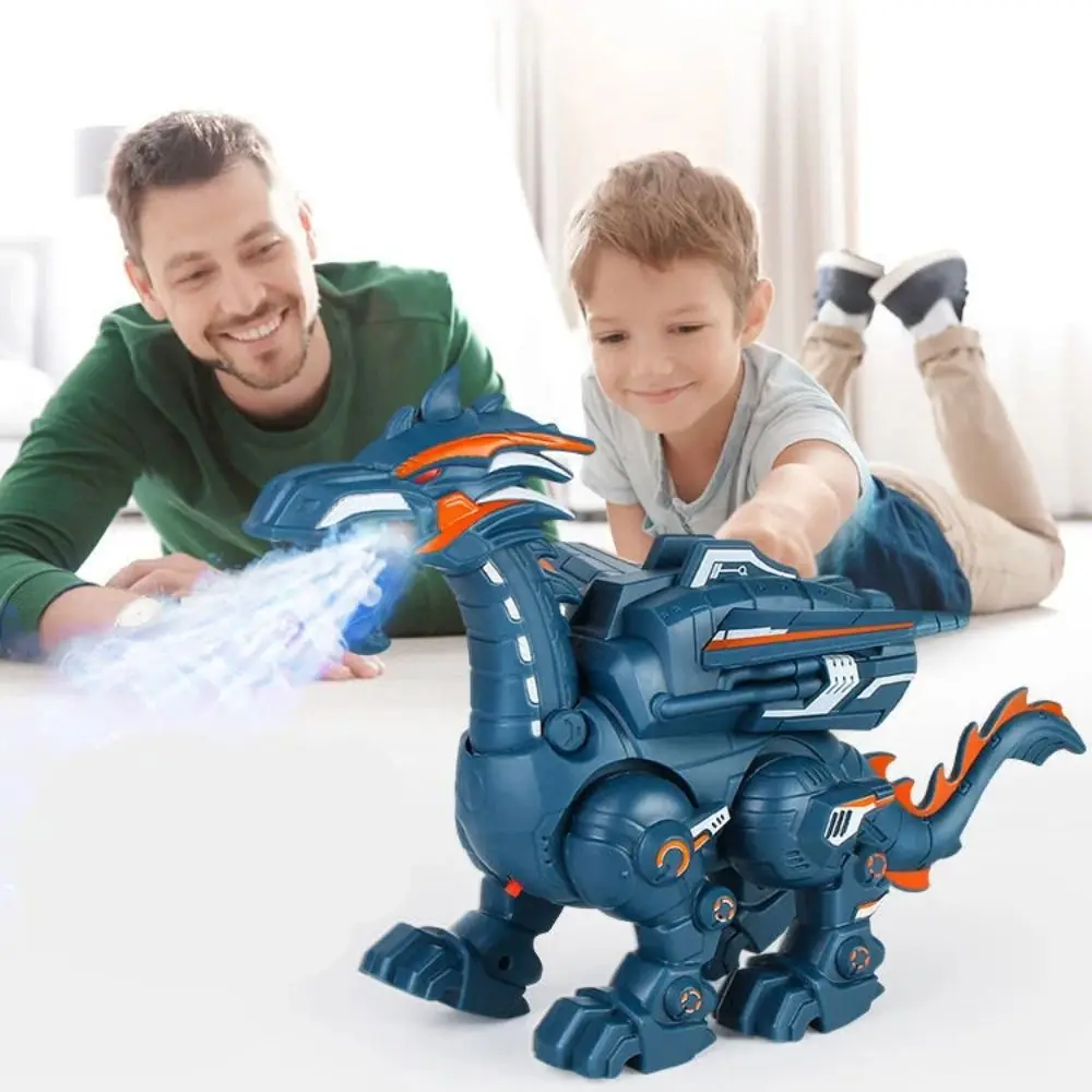 Modelo animal dinossauro elétrico spray brinquedo interativo spray de água dragão crianças brinquedos mecânico luz fria