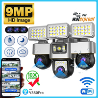 WIFI Thriple Lens Surveillance Camera 12MP Outdoor PTZ CCTV Full Color Night Vision Waterproof LED Light Webcam Two-way Audio