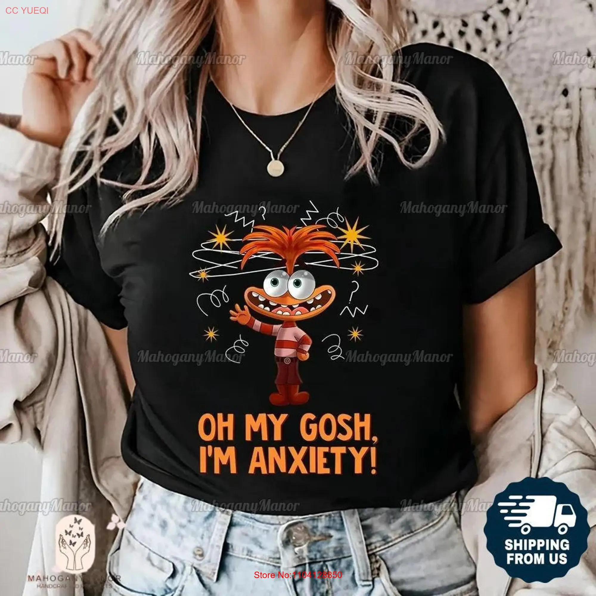 "Oh meu" eu sou ansiedade "camiseta para mulher, camisa de manga longa ou curta de dentro para fora, 2 Emoções, está tudo bem, Saúde Mental