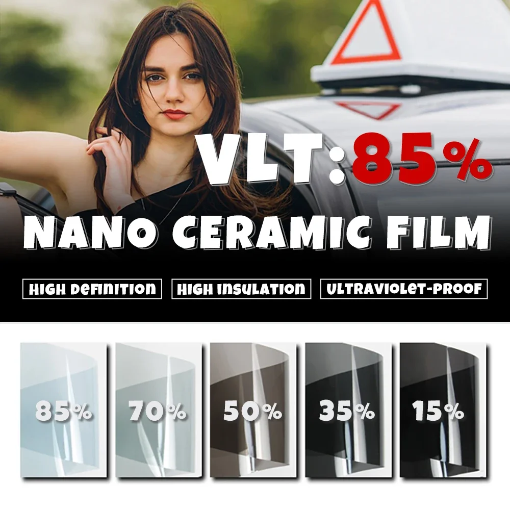 VLT 85% и ширина 50/55 см, ИК-защита 100%, 2 миль, HD нанокерамическая пленка, высококачественная, с высокой термостойкостью, тонировочная пленка для автомобильных окон.