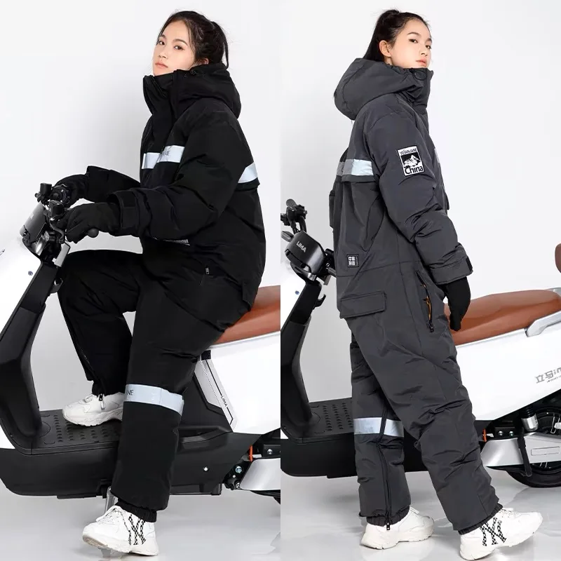 Inverno impermeável à prova de vento equitação roupas à prova de frio motocicleta quente engrossar pelúcia tudo-em-um roupas snowmobile ternos