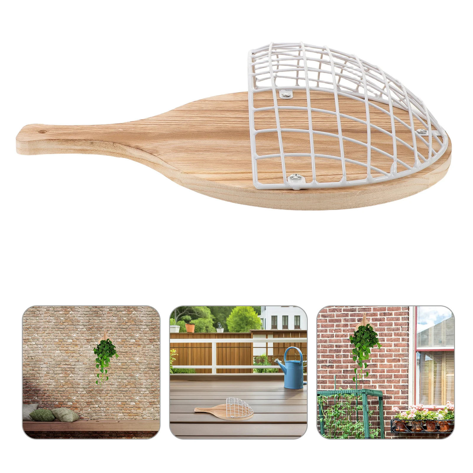 

Деревянная настенная корзина из кованого железа ручной работы, декор для балкона, патио, деревенский шарм, современная функциональность, железное украшение стены